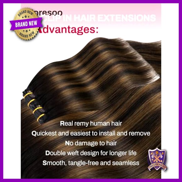 Seamless Clip-In Human Hair Extensions 18 Inch 120g 7pcs Volume main image 5